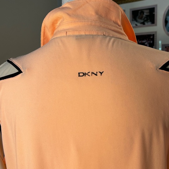 DKNYGolf Beige and Orange Quarter Zip Golf Shirt - Picture 5 of 5